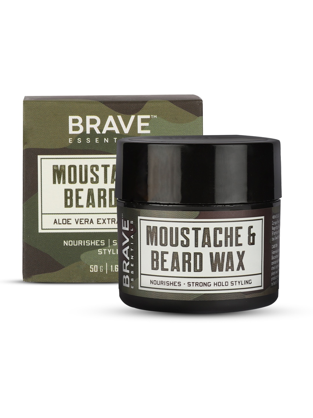 

BRAVE ESSENTIALS Moustache & Beard Wax - Strong Hold Styling - 50g, Olive