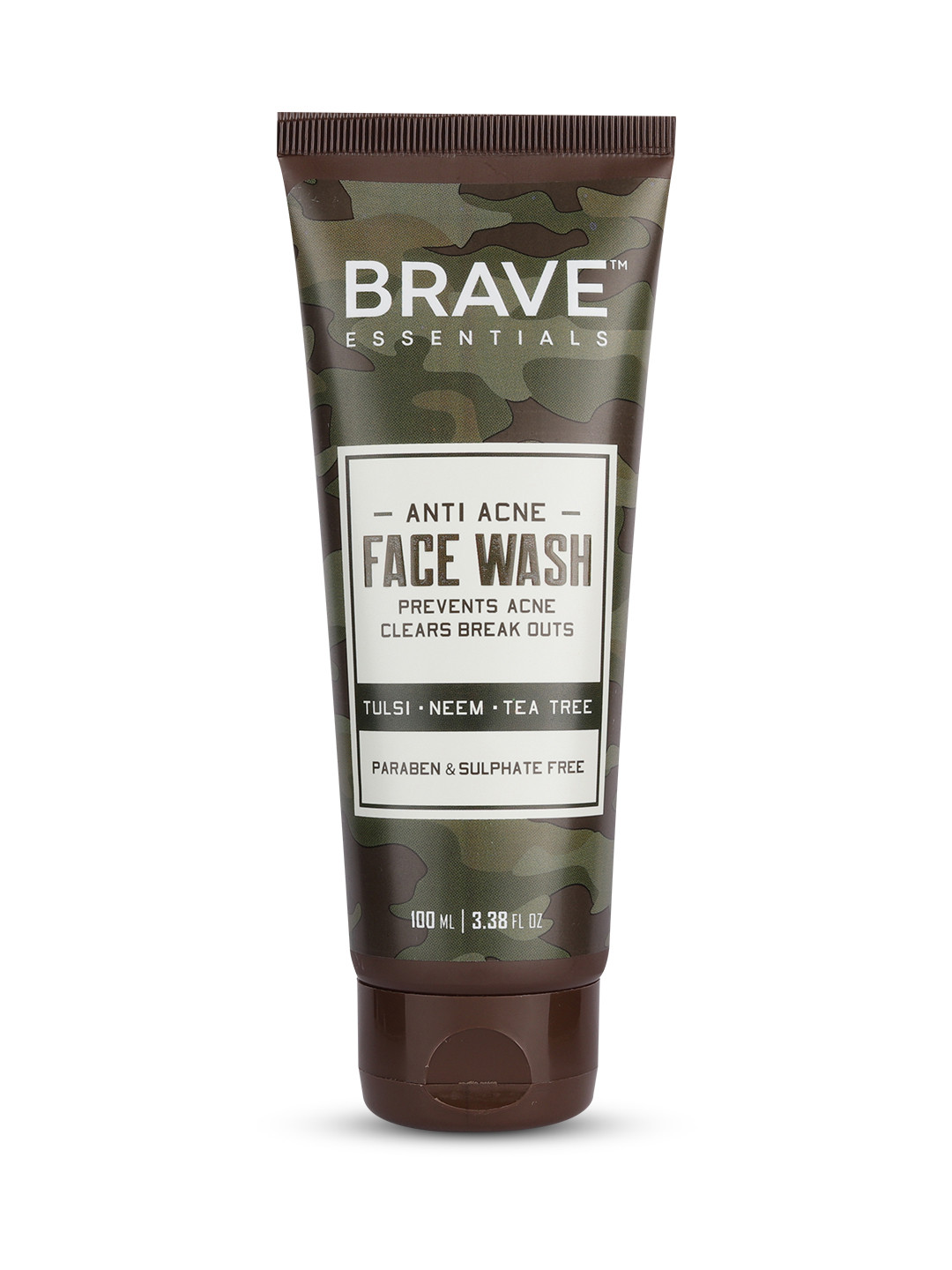 

BRAVE ESSENTIALS Men Anti-Acne Face Wash with Tulsi & Neem - 100ml, Olive