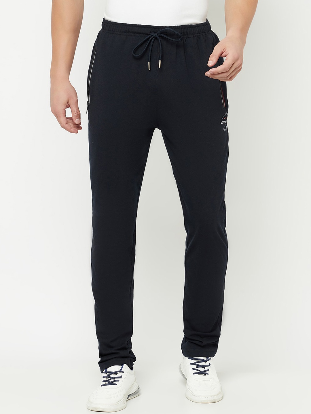 

Cantabil Men Navy Blue Solid Cotton Track Pants