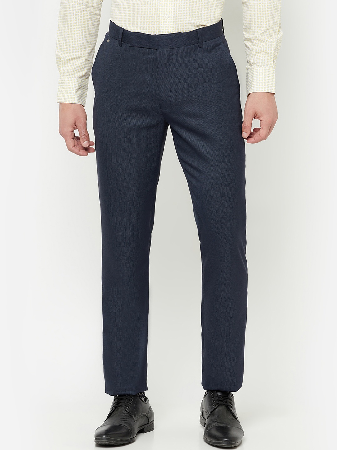

Cantabil Men Navy Blue Formal Trousers