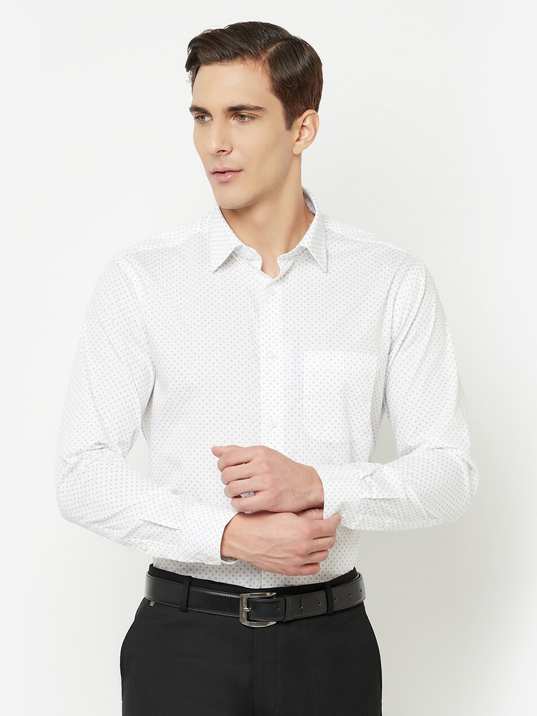 

Cantabil Men White Printed Formal Shirt