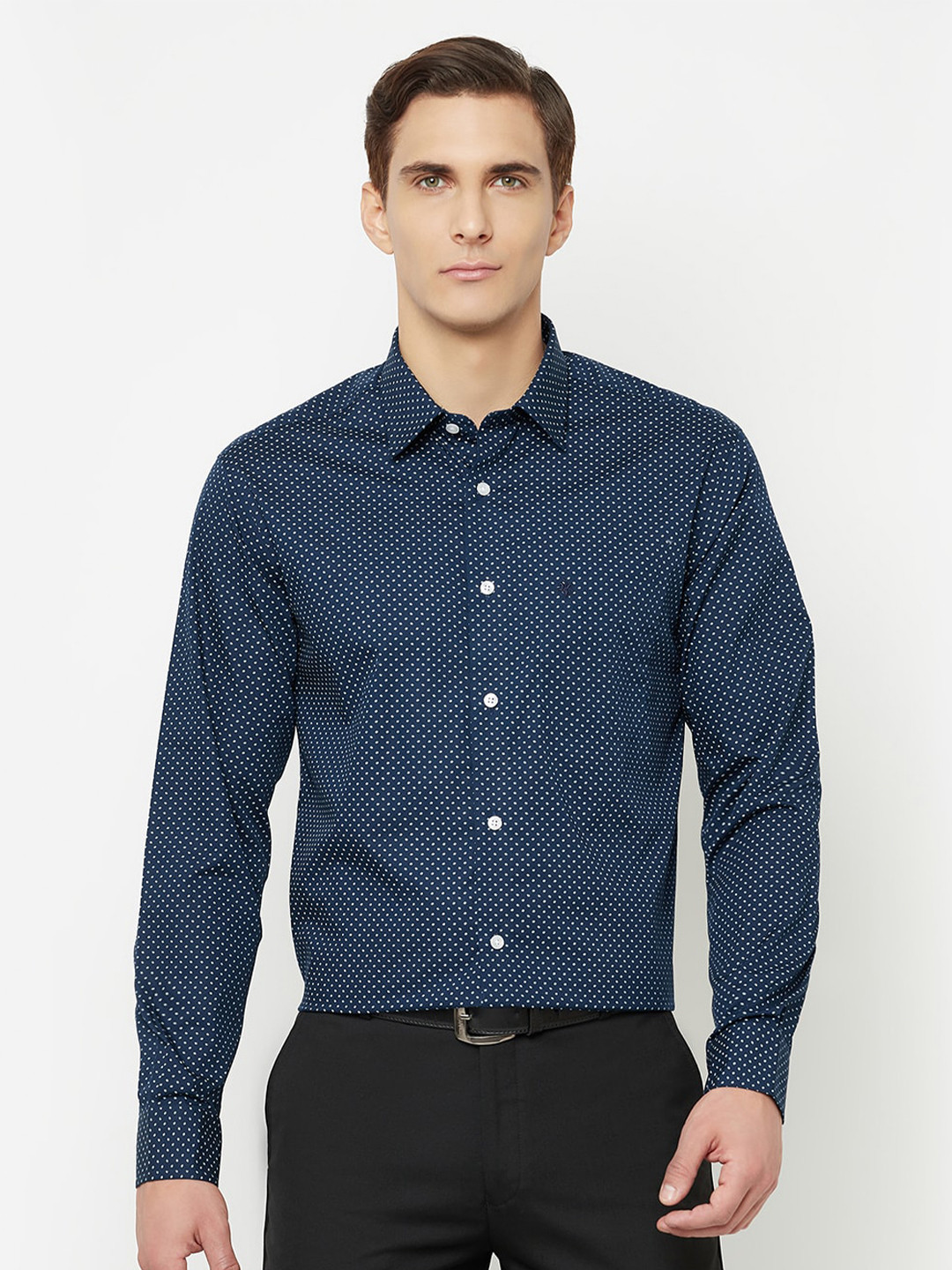 

Cantabil Men Navy Blue Printed Formal Shirt