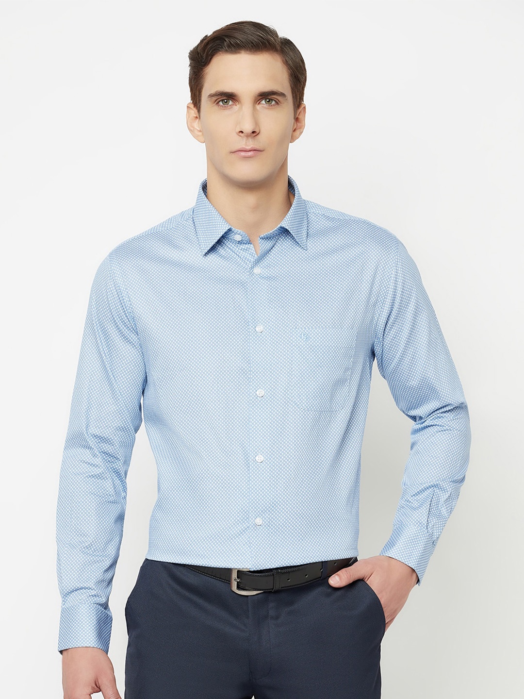 

Cantabil Men Blue Printed Formal Shirt