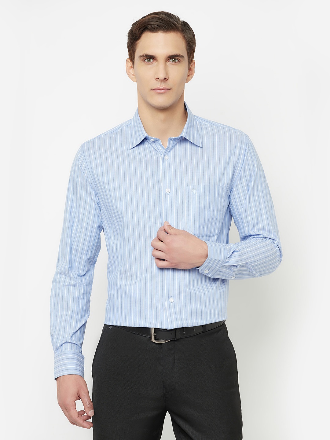 

Cantabil Men Blue Striped Formal Shirt