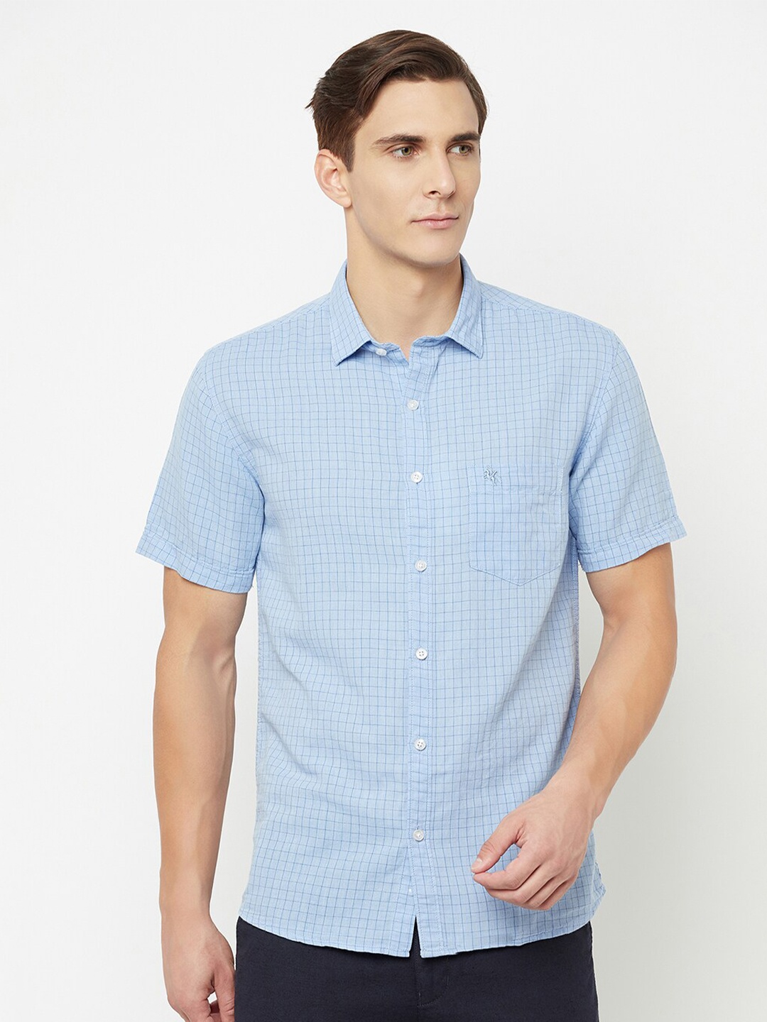 

Cantabil Men Blue Checked Casual Shirt