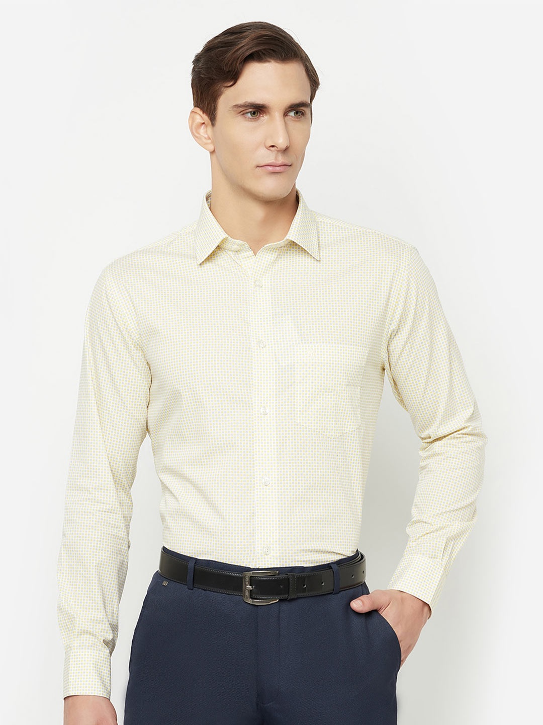 

Cantabil Men Yellow Printed Formal Shirt