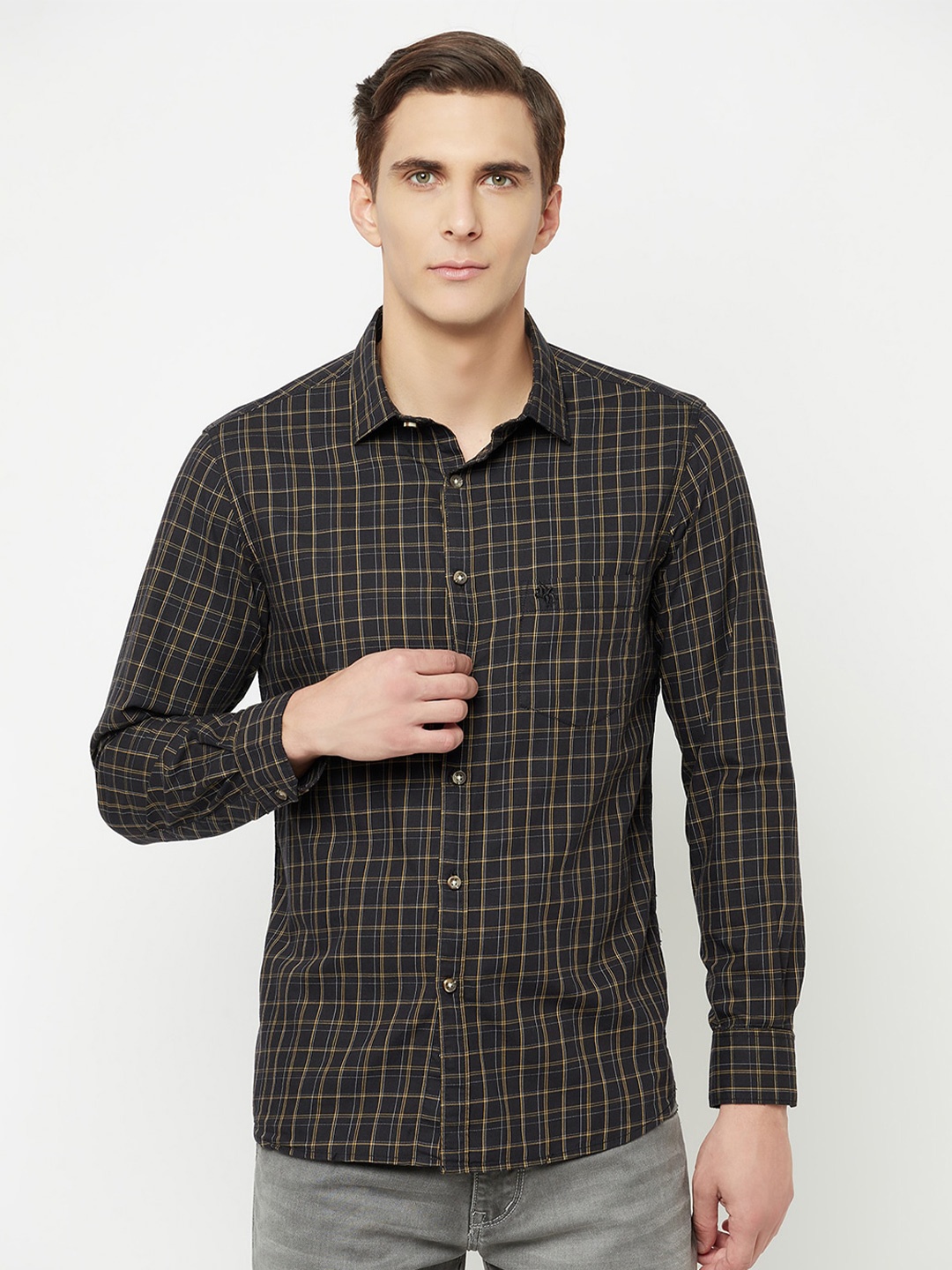 

Cantabil Men Black Checked Casual Shirt