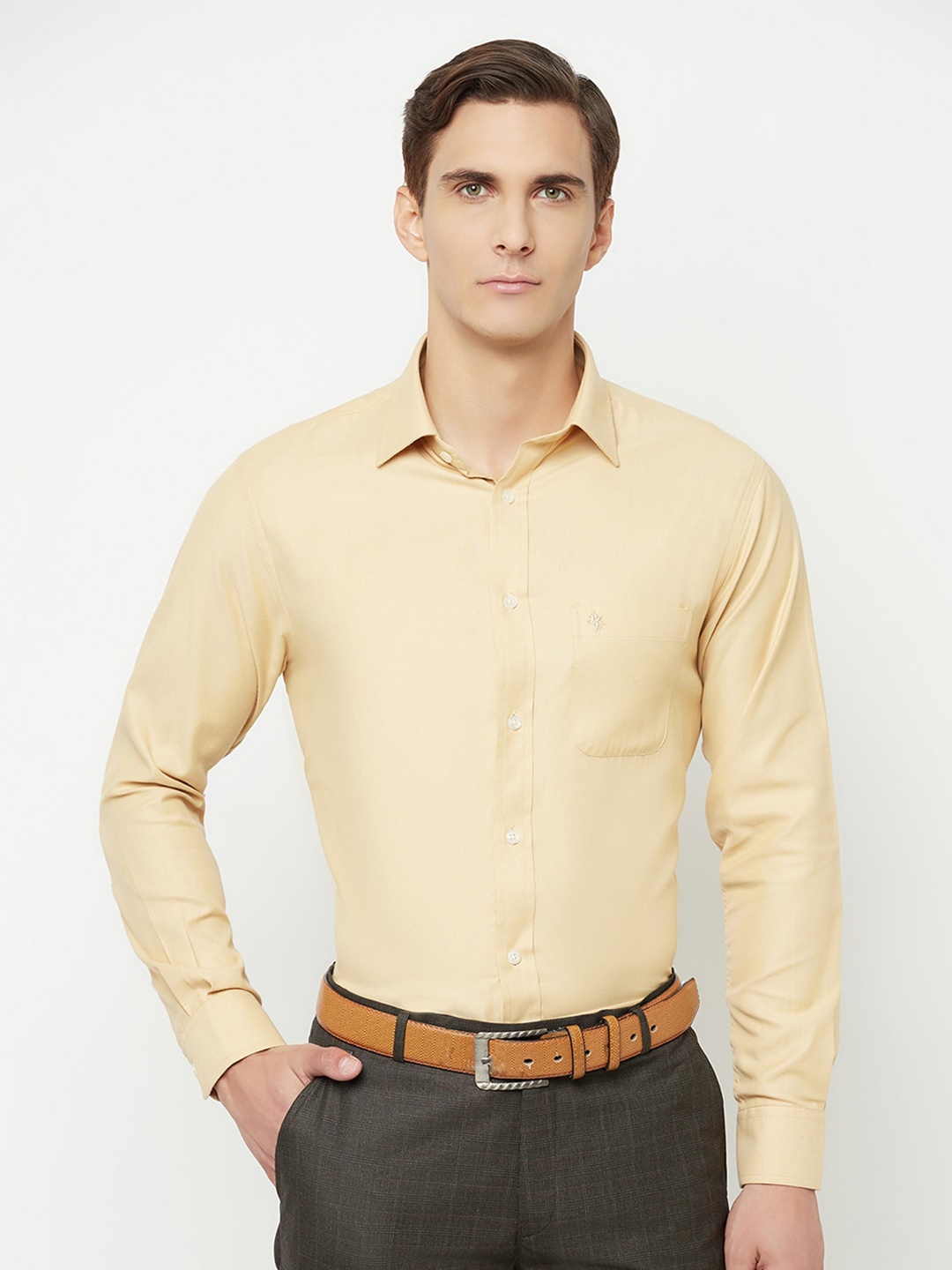 

Cantabil Men Khaki Formal Shirt