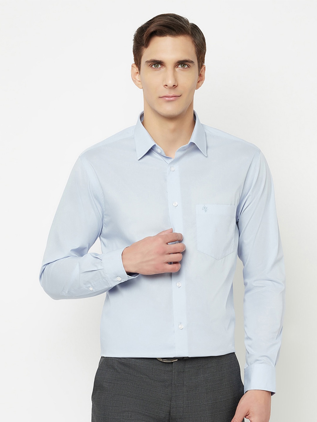

Cantabil Men Blue Solid Formal Shirt