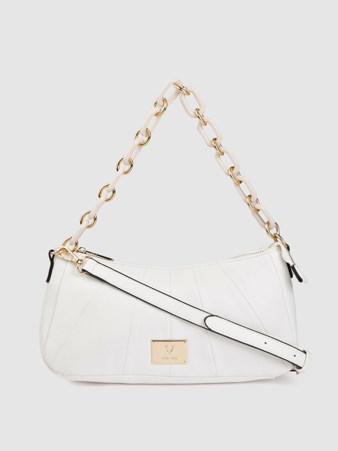 

Allen Solly White Solid Structured Shoulder Bag with Detachable Sling Strap
