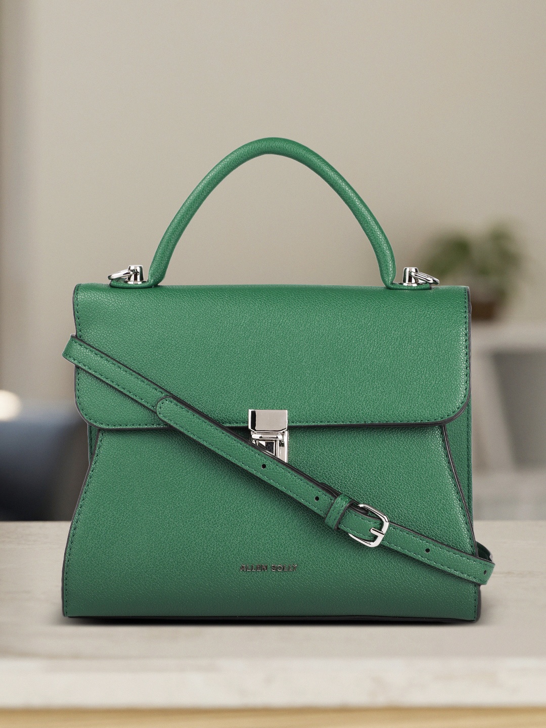 

Allen Solly Green PU Structured Satchel