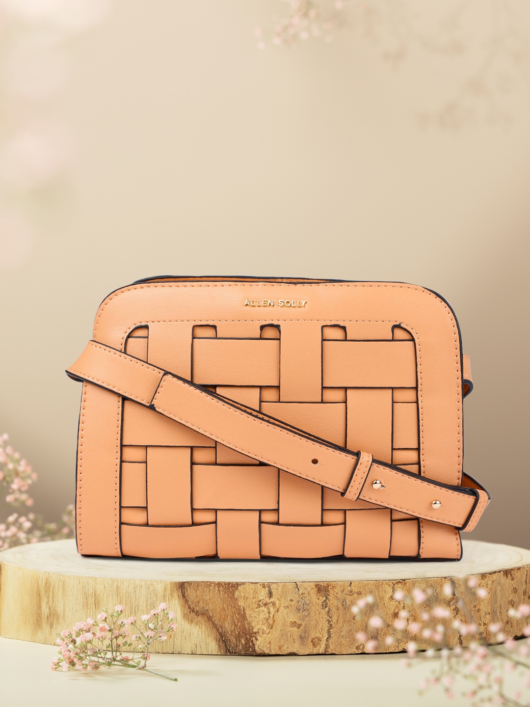 

Allen Solly Tan Brown Solid Structured Sling Bag