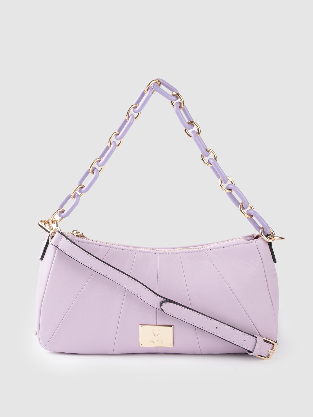 

Allen Solly Lavender Solid Structured Baguette Bag