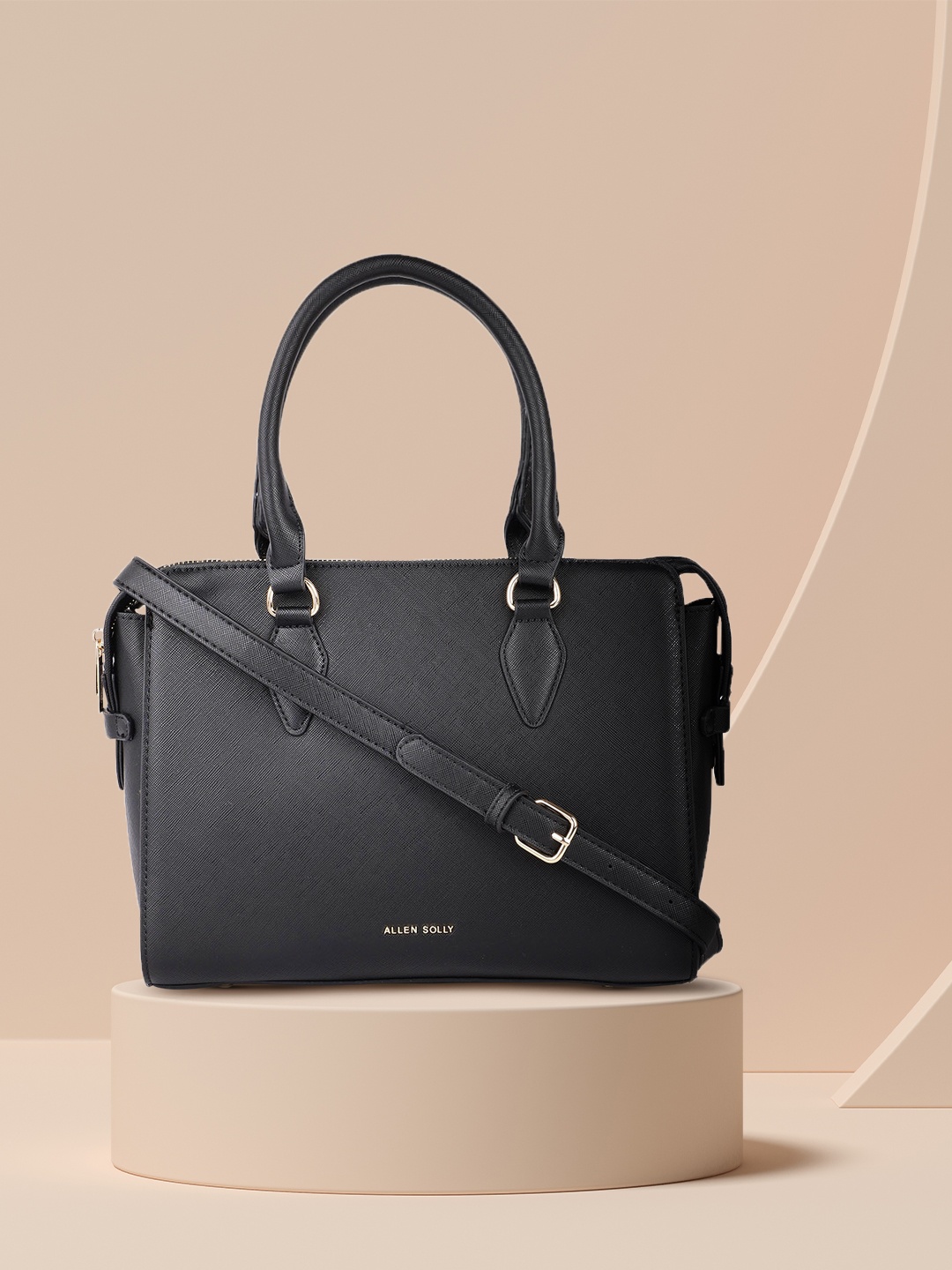 

Allen Solly Black PU Structured Handheld Bag