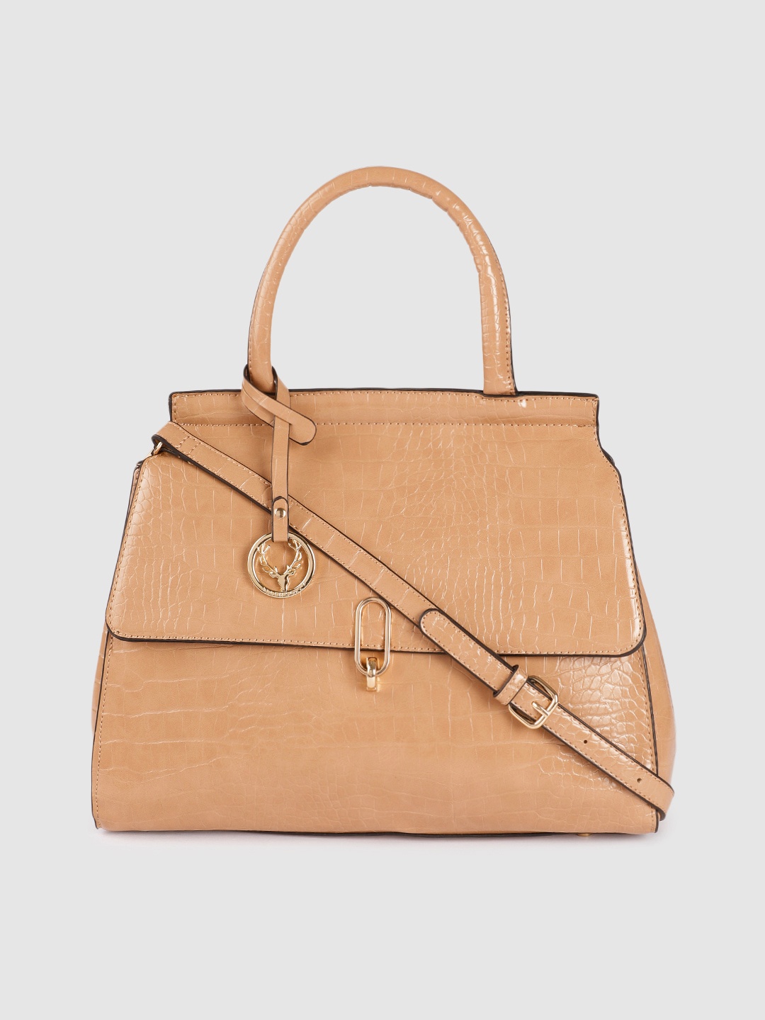 

Allen Solly Tan Brown Animal Textured PU Regular Structured Satchel with Tasselled Detail