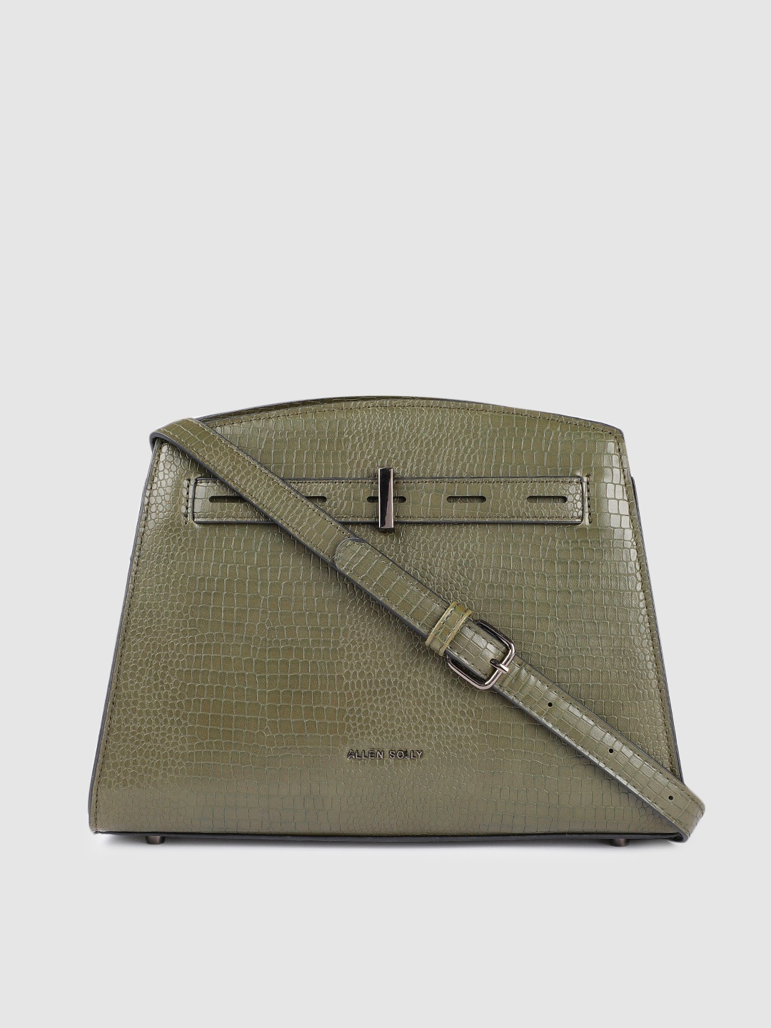 

Allen Solly Olive Green Animal Textured PU Structured Sling Bag