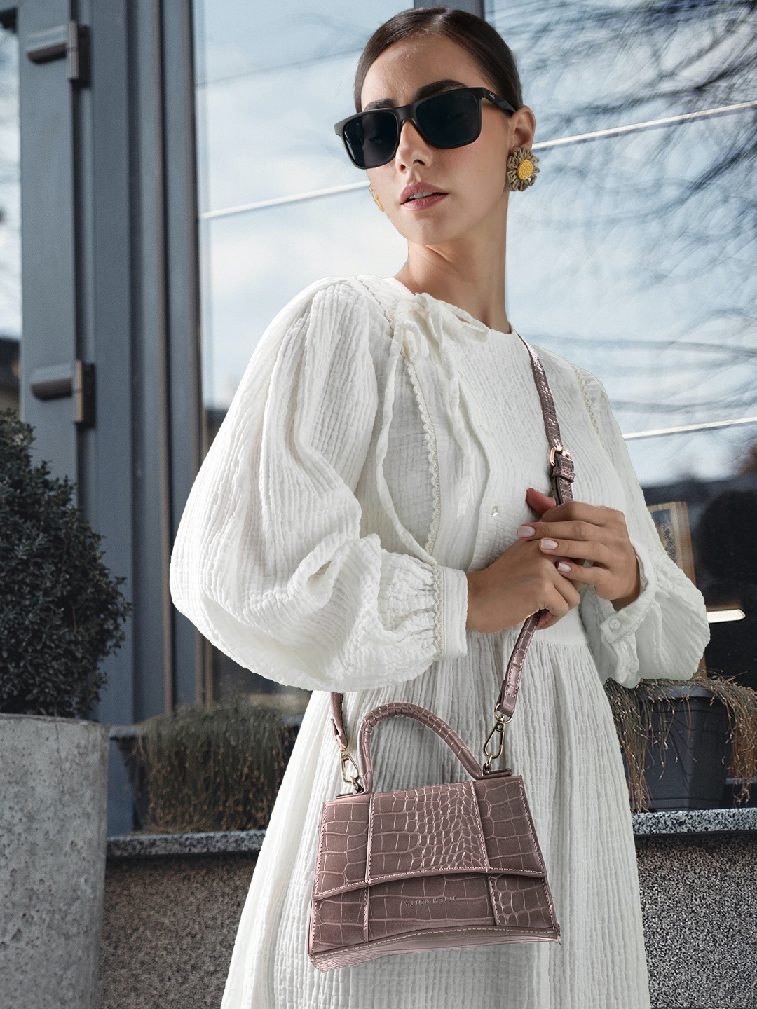 

Allen Solly Brown Animal Textured PU Structured Satchel