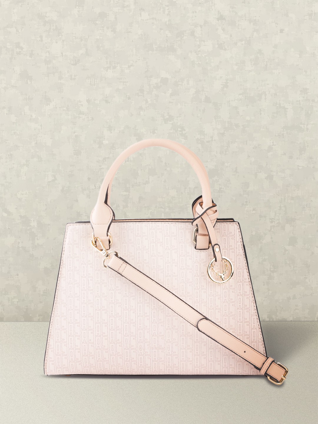 

Allen Solly Beige Brand Initial Printed Structured Handheld Bag