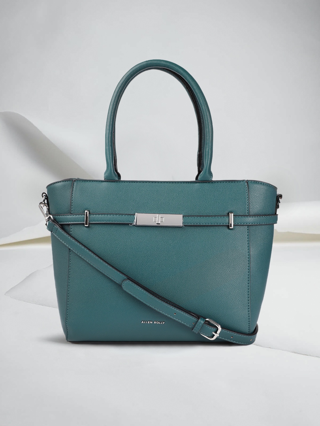 

Allen Solly Teal PU Structured Handheld Bag
