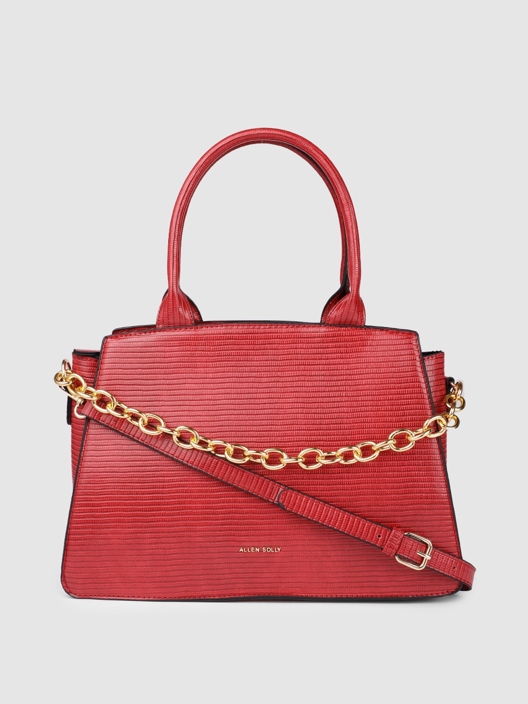 

Allen Solly Red Textured PU Structured Handheld Bag