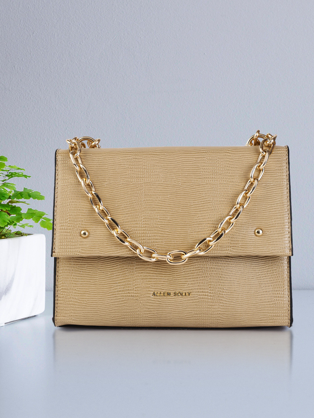 

Allen Solly Gold-Toned Textured Sling Bag