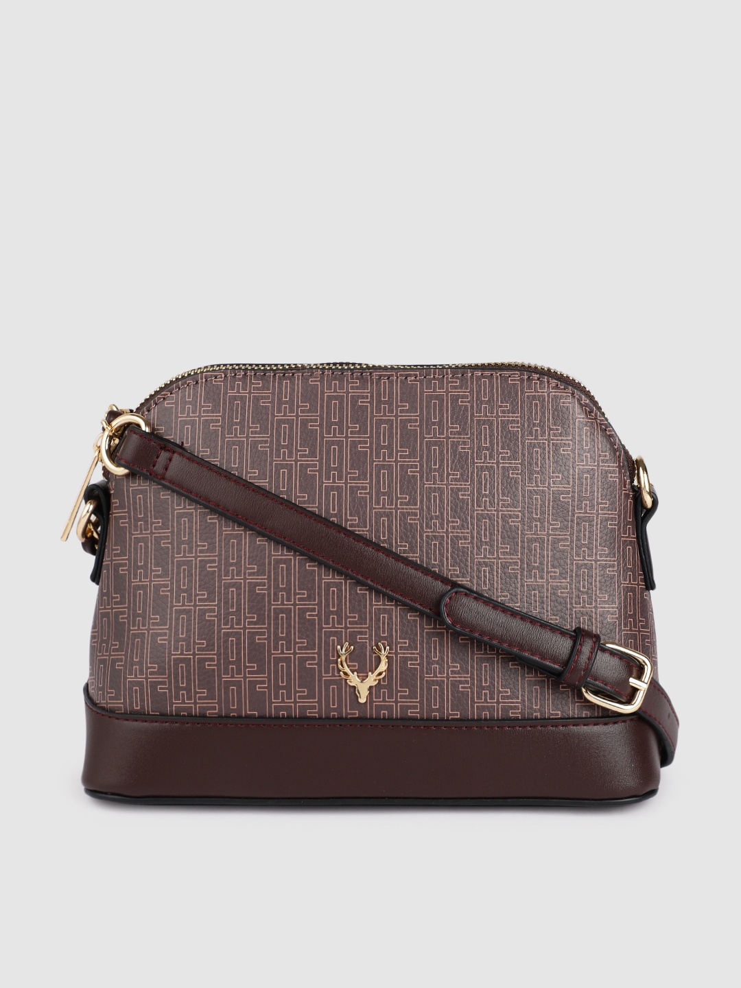 

Allen Solly Coffee Brown Printed PU Structured Sling Bag