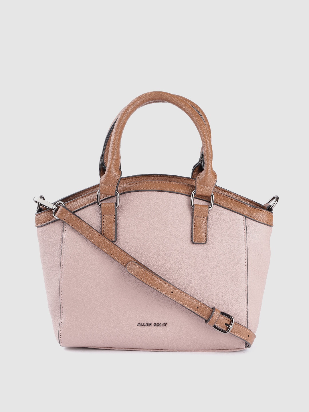 

Allen Solly Women Peach-Coloured & Brown Solid Structured Handheld Bag
