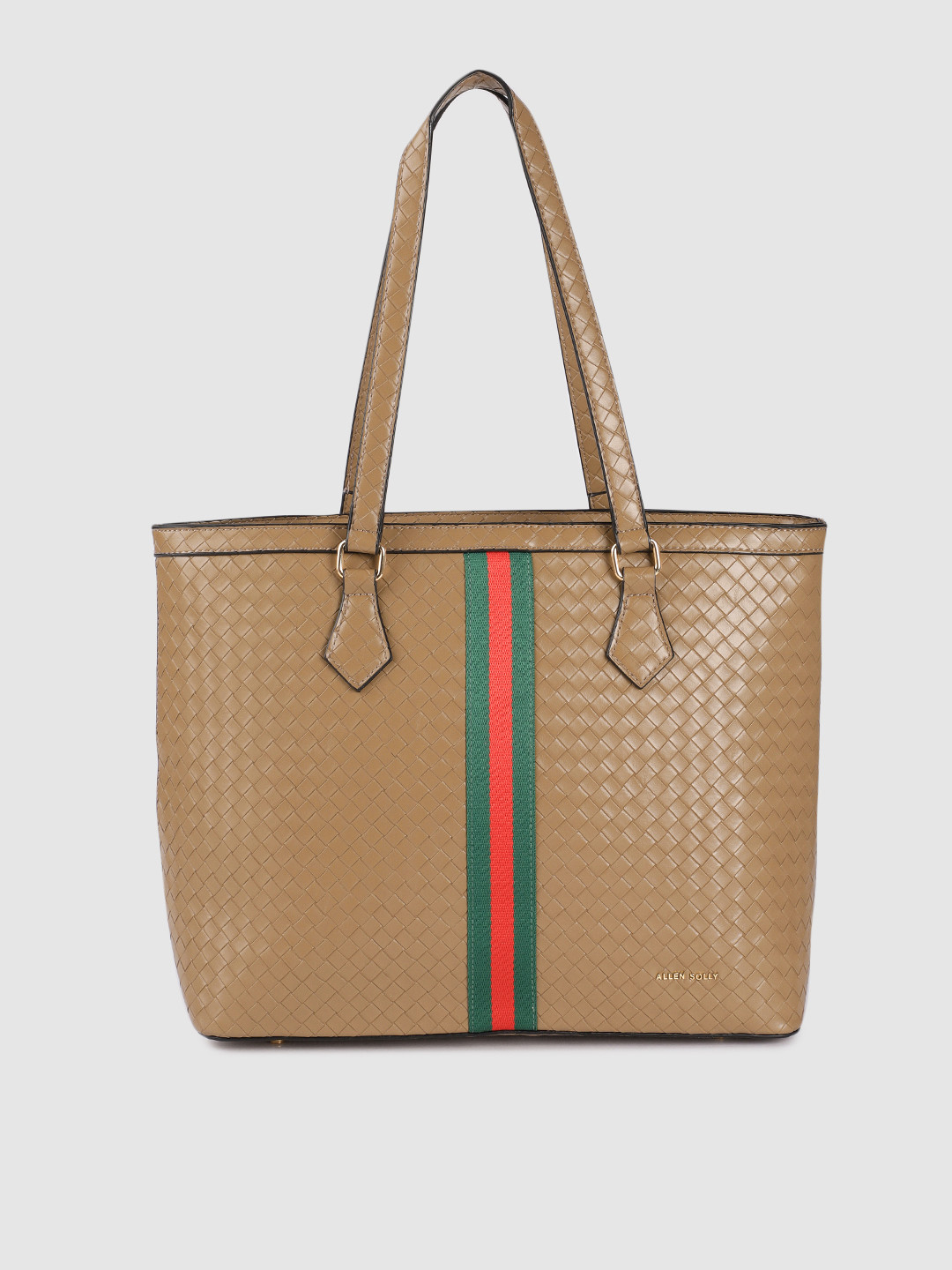 

Allen Solly Women Olive Green Checked PU Oversized Structured Shoulder Bag