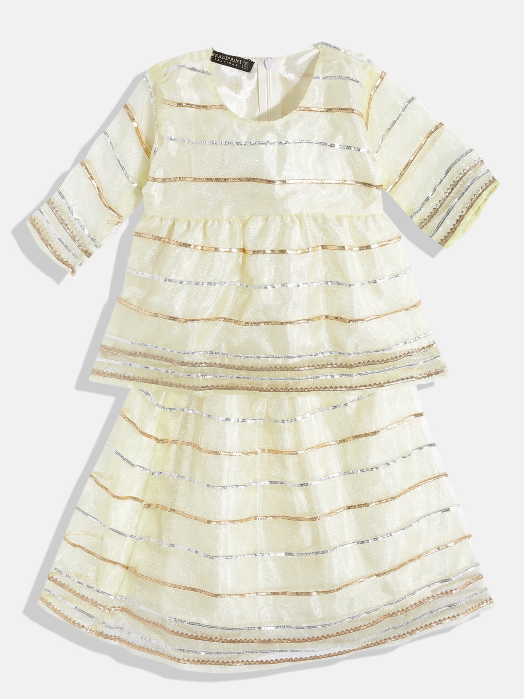 

Readiprint Fashions Girls Yellow Empire Gotta Patti Kurti with Skirt