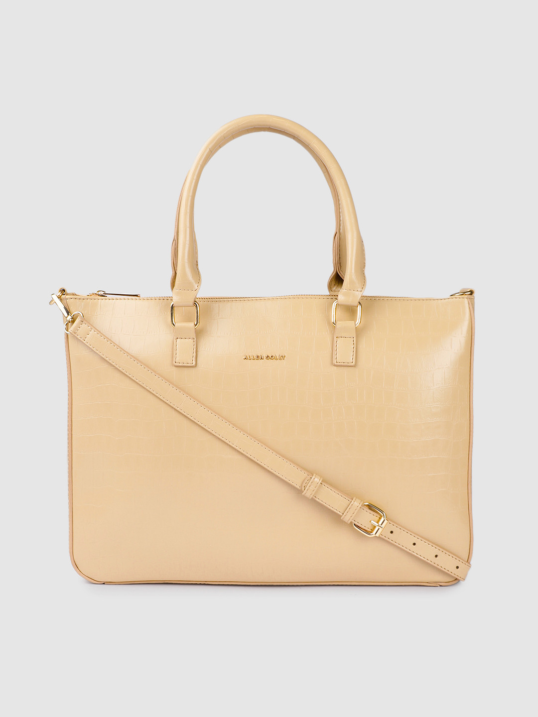 

Allen Solly Black Textured PU Structured Handheld Bag, Nude