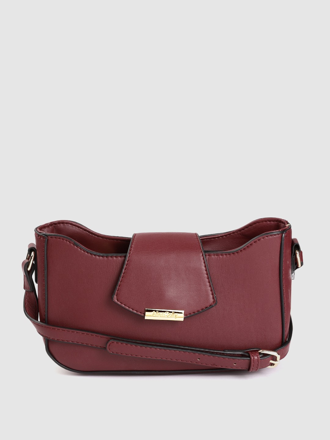 

Allen Solly Burgundy Solid Structured Sling Bag