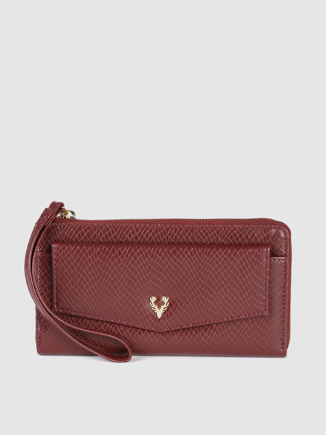 

Allen Solly Women Burgundy Textured PU Zip Around Wallet