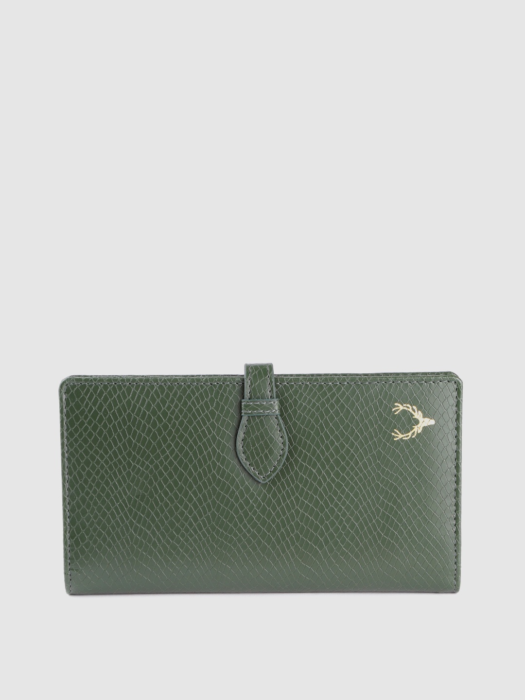 

Allen Solly Women Olive Green Snakeskin Textured Two Fold Wallet