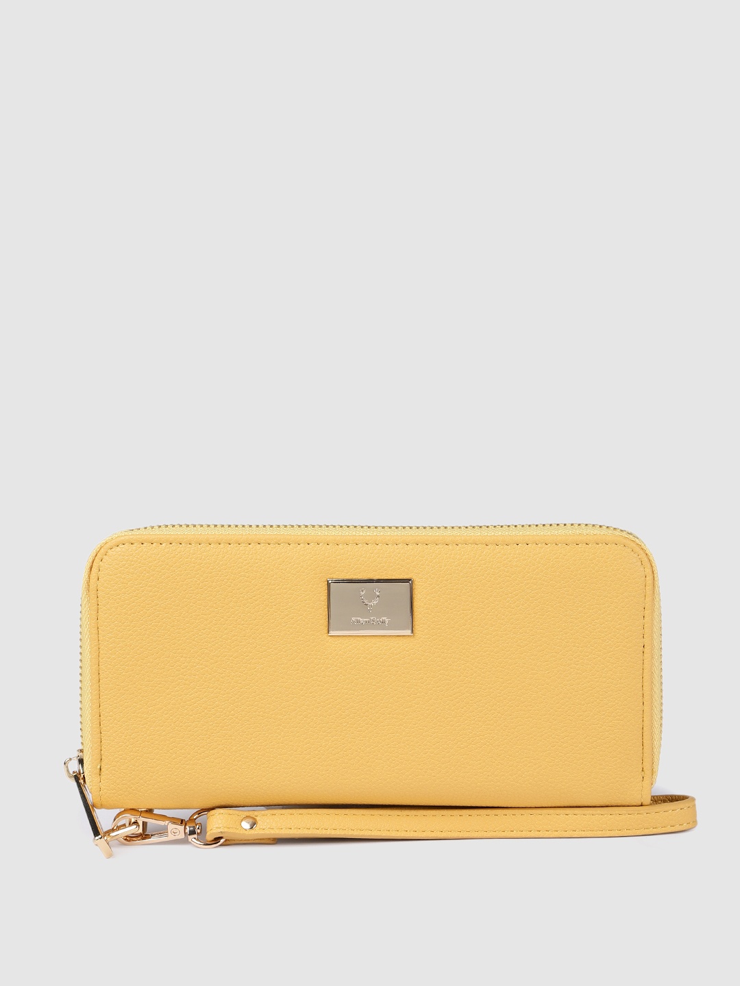 

Allen Solly Women Yellow Solid PU Zip Around Wallet with Wrist Loop