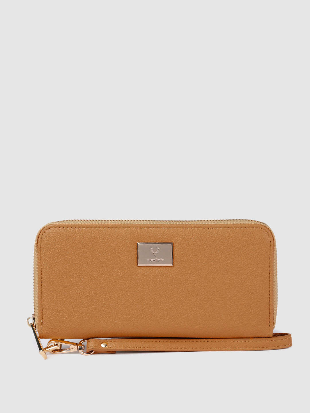 

Allen Solly Women Brown Solid PU Zip Around Wallet with Wrist Loop