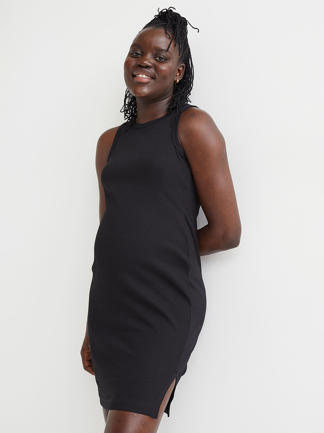 

H&M Women Black MAMA Ribbed Jersey Dress