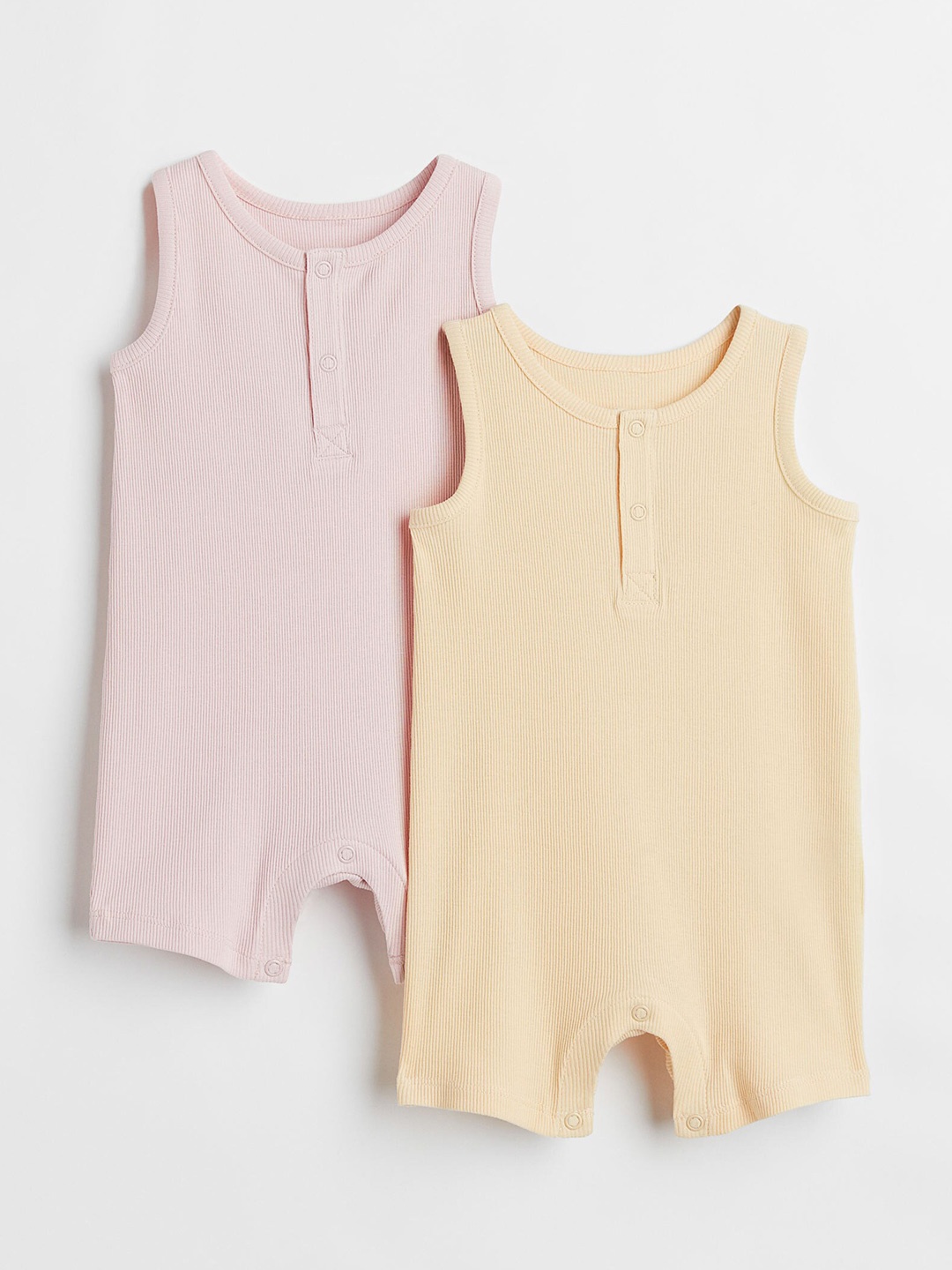 

H&M Boys Pink & Beige Pack of 2 Sleeveless Cotton Rompers
