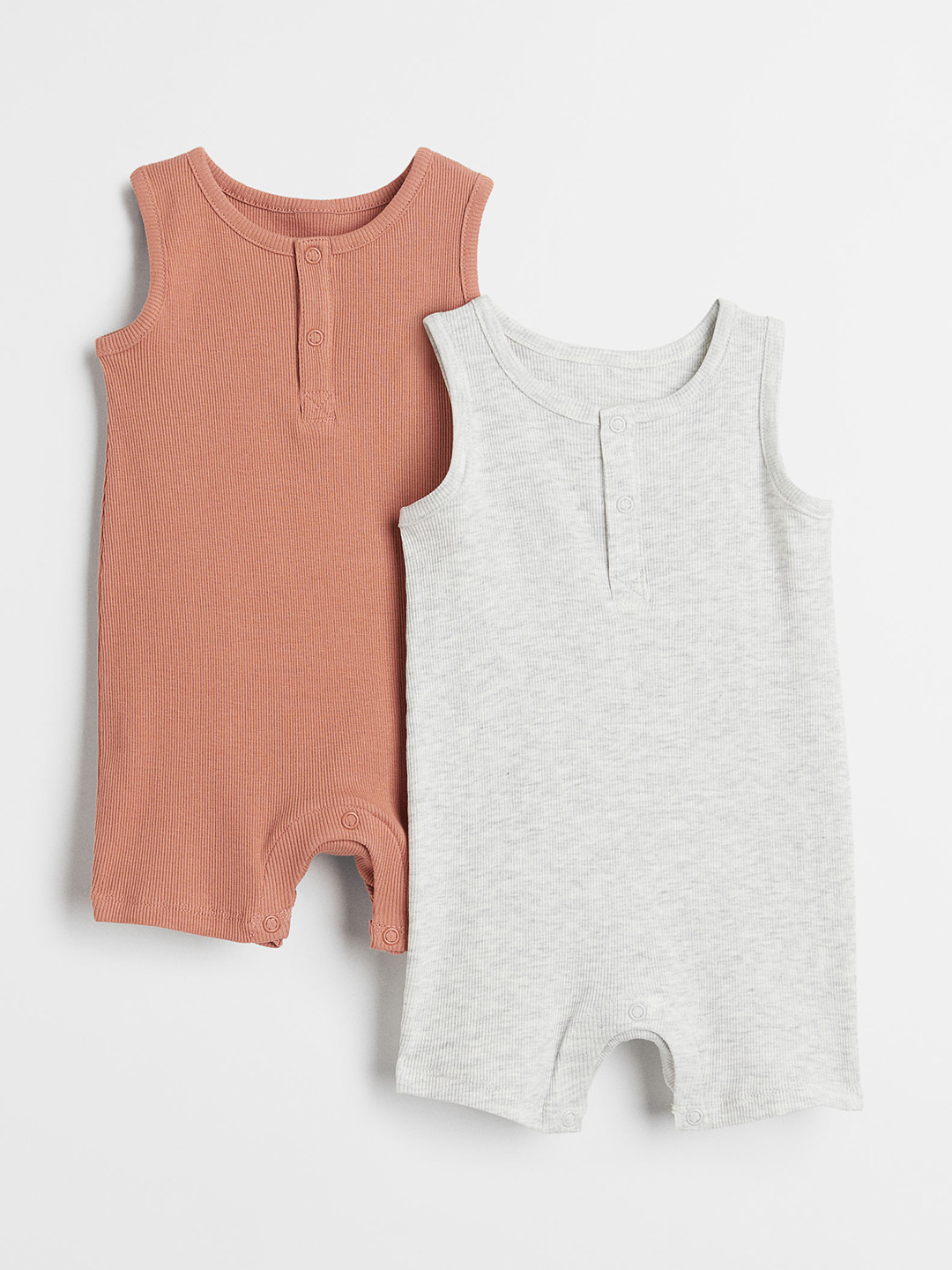 

H&M Boys Pack of 2 Grey & Orange Solid Sleeveless Cotton Romper Suits