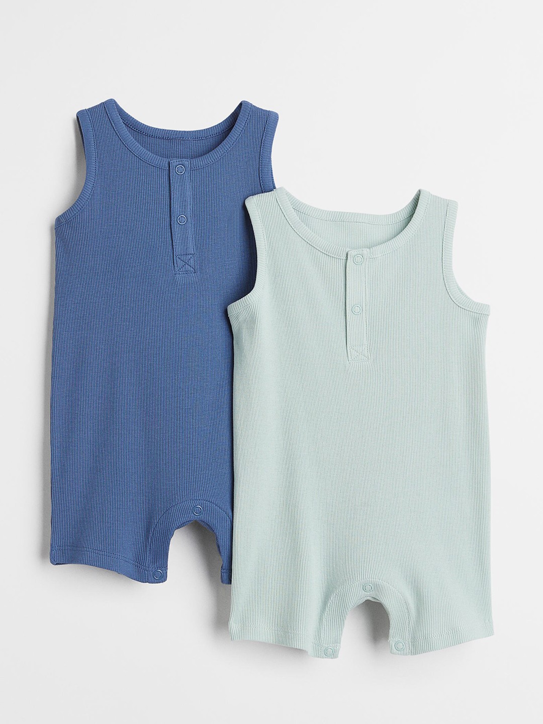

H&M 2 Pack Blue Sleeveless Cotton Romper Suits