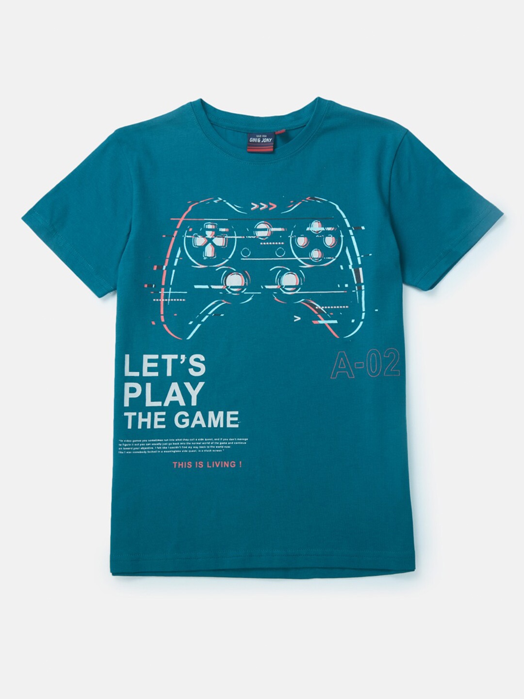 

Gini and Jony Boys Teal Printed T-shirt