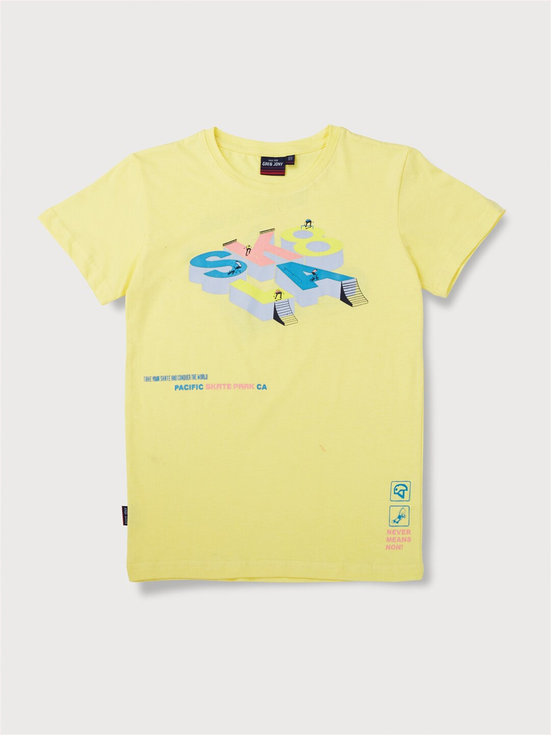 

Gini and Jony Boys Yellow Printed T-shirt