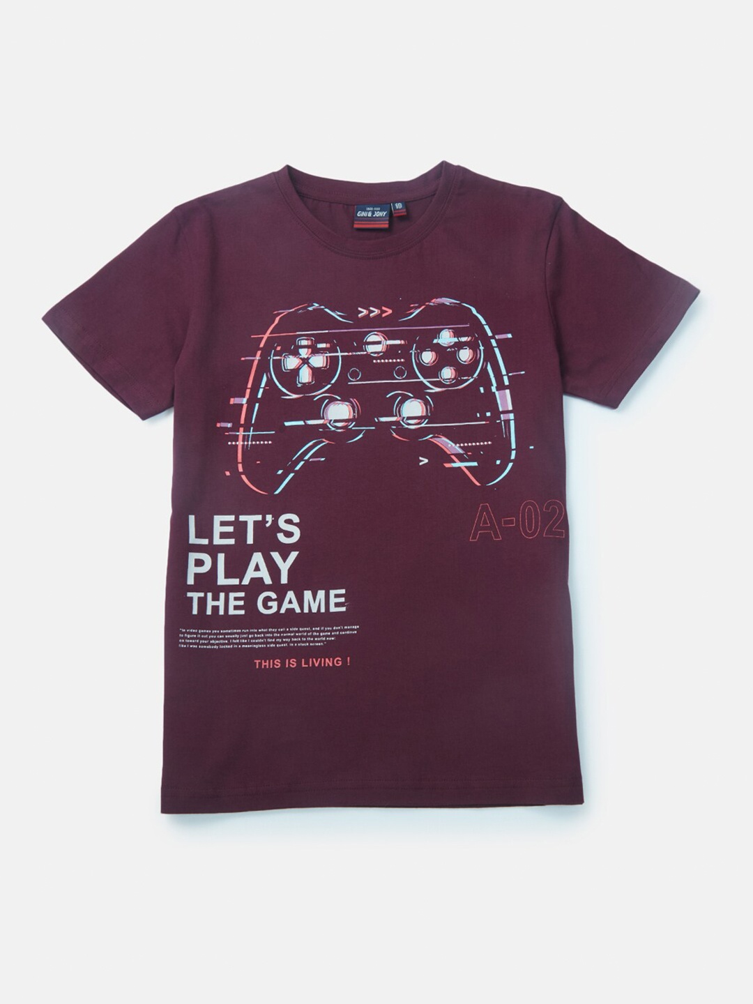 

Gini and Jony Boys Maroon Printed T-shirt