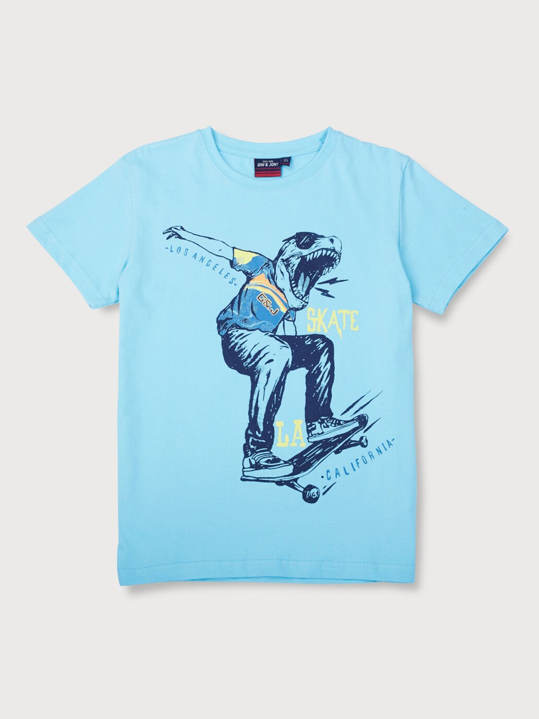 

Gini and Jony Boys Blue Printed T-shirt