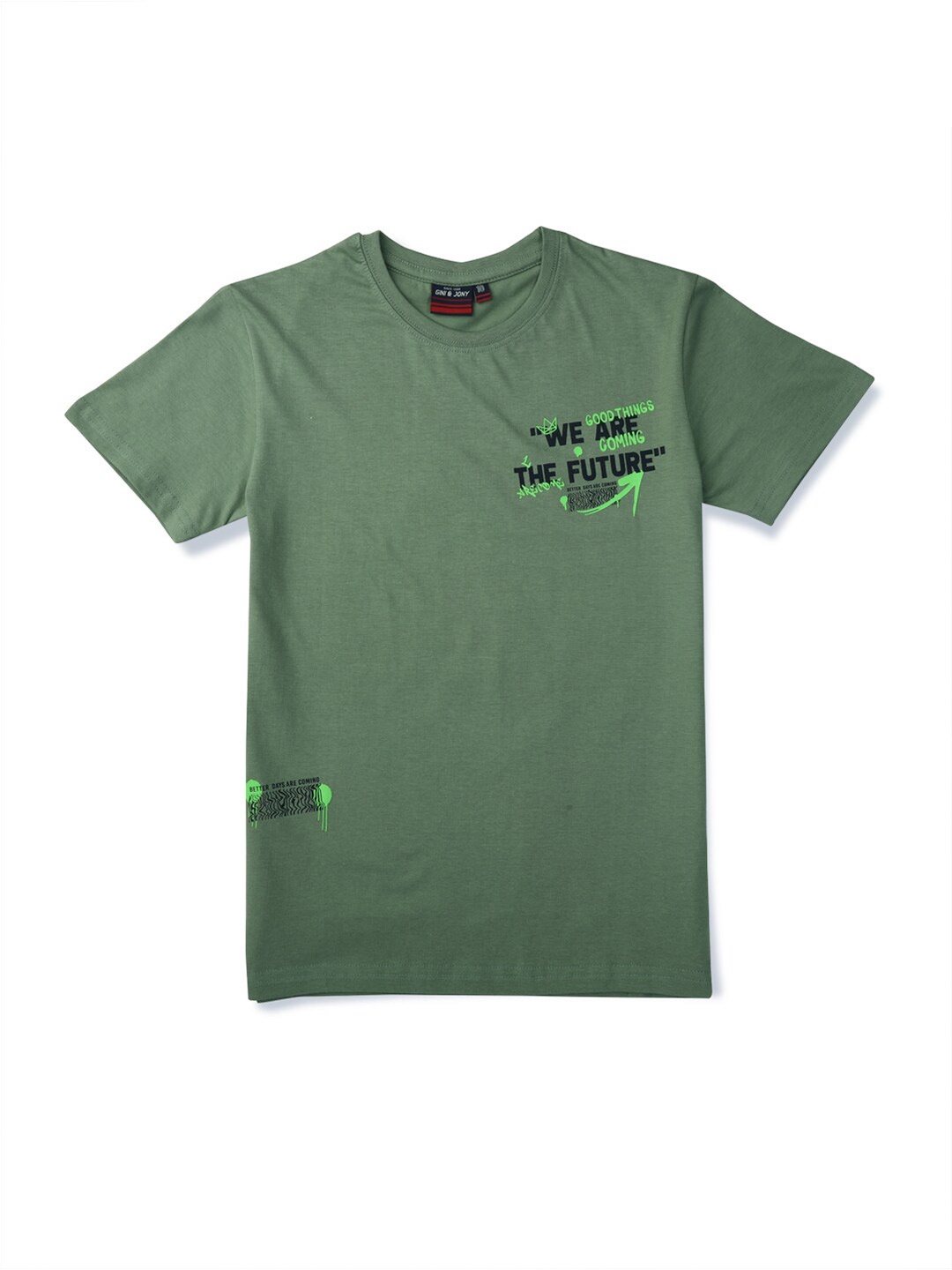 

Gini and Jony Boys Green Printed T-shirt