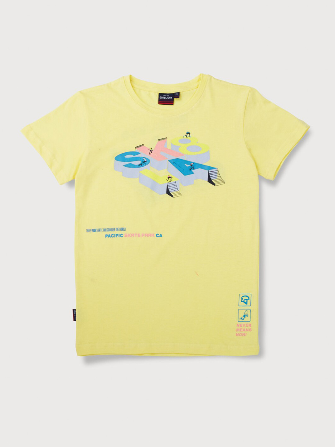 

Gini and Jony Boys Yellow Printed T-shirt