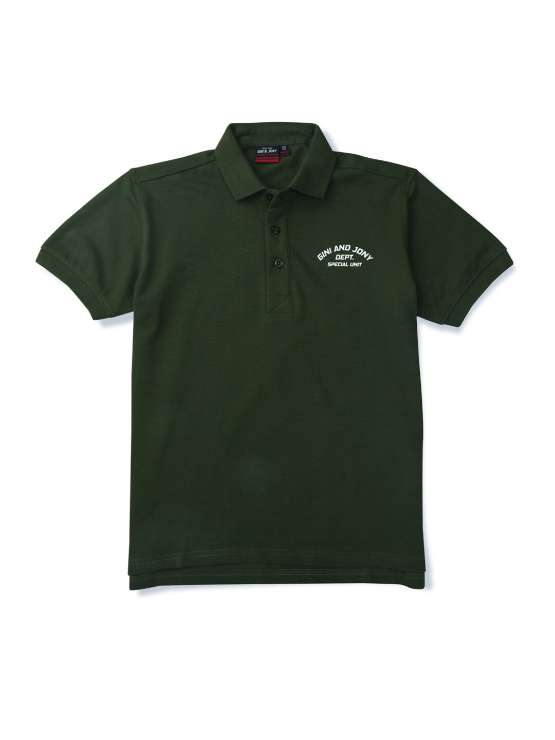 

Gini and Jony Boys Olive Green Polo Collar T-shirt