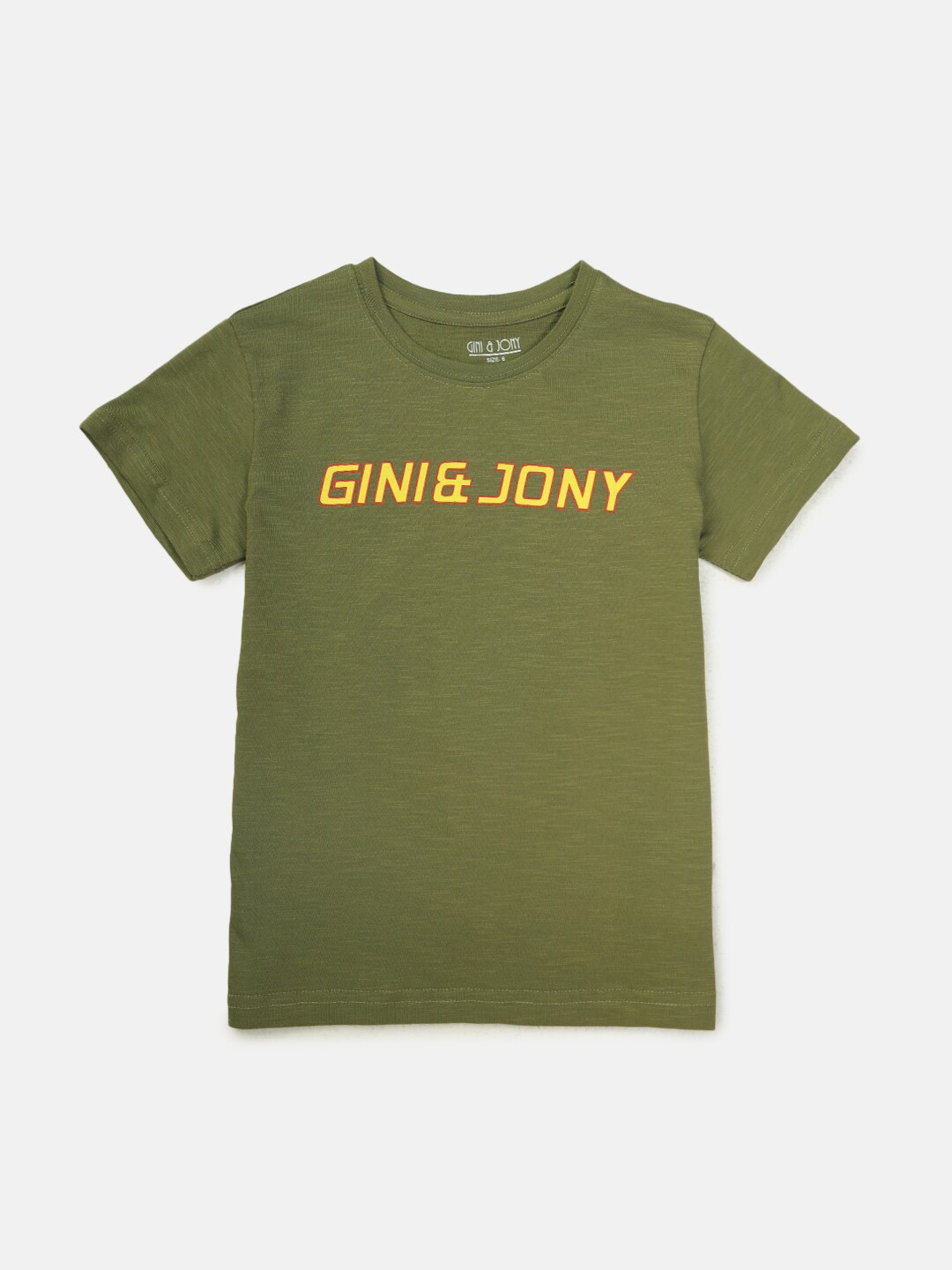 

Gini and Jony Boys Green Typography Printed T-shirt