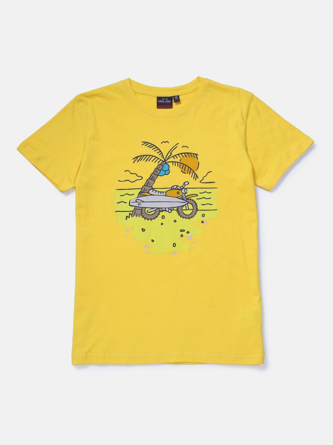 

Gini and Jony Boys Yellow Printed T-shirt
