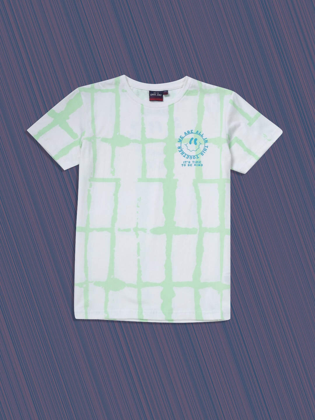 

Gini and Jony Boys Off White & Green Printed T-shirt