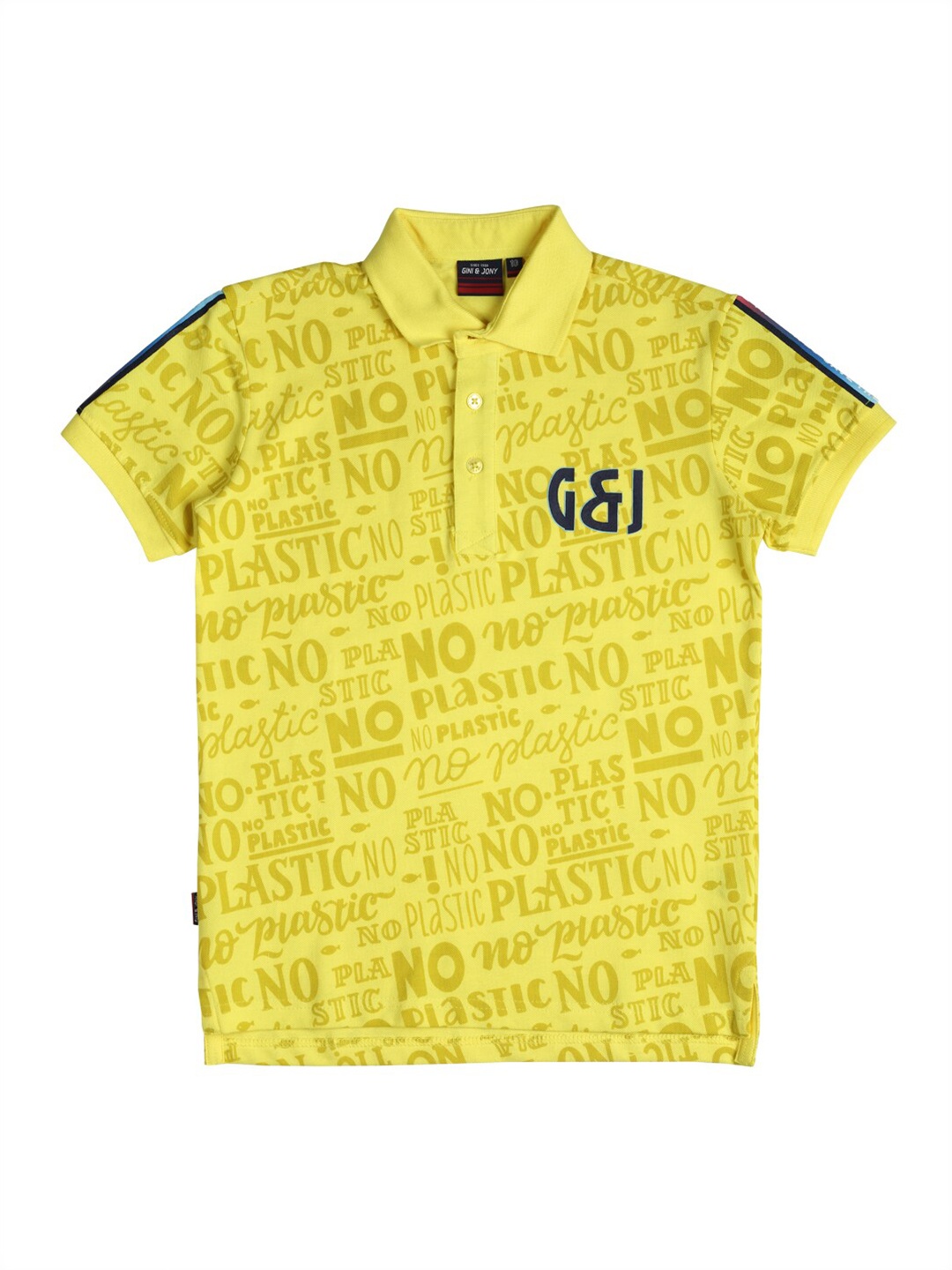 

Gini and Jony Boys Yellow Typography Printed Polo Collar T-shirt